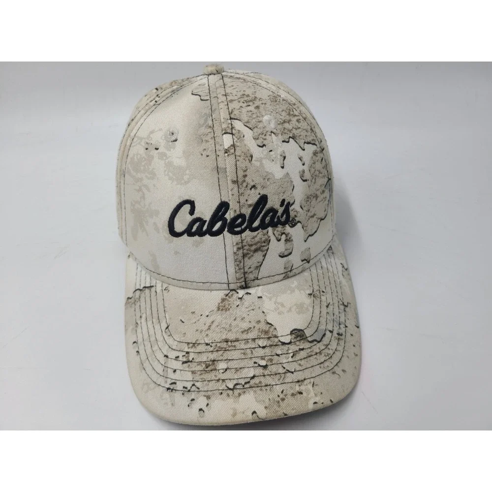 Cabelas Tundra Camo Snapback Hat Cap Snow Outdoors Winter Men Women White Gray